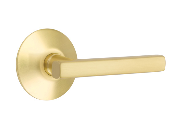 Emtek 5057FRLUS4 Dummy, Pair. Modern Rosette. Freestone Lever. Satin Brass