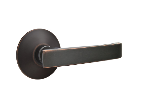 Emtek 5057GVUS10B Dummy, Pair. Modern Rosette. Geneva Lever. Oil Rubbed Bronze