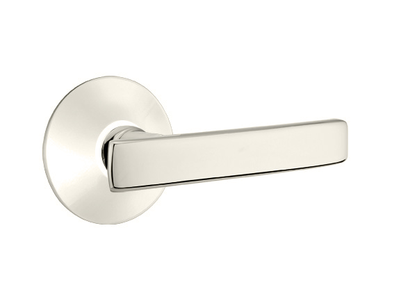 Emtek 5057GVUS14 Dummy, Pair. Modern Rosette. Geneva Lever. Polished Nickel-Lifetime