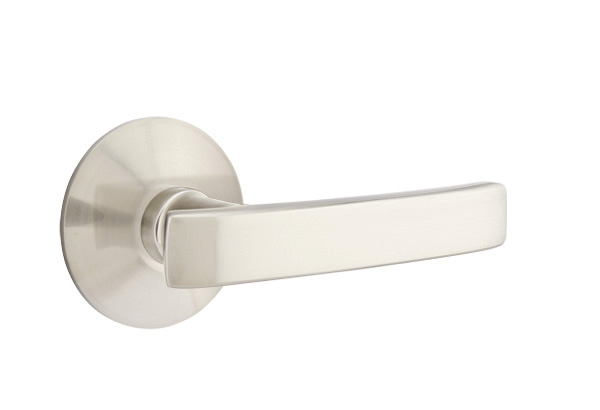 Emtek 5057GVUS15 Dummy, Pair. Modern Rosette. Geneva Lever. Satin Nickel