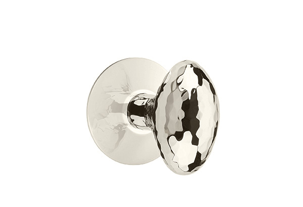 Emtek 5057HEUS14 Dummy, Pair. Modern Rosette. Hammered Egg Knob. Polished Nickel-Lifetime