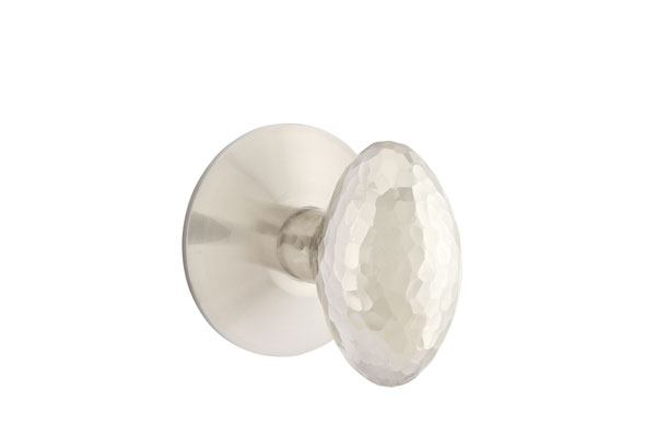 Emtek 5057HEUS15 Dummy, Pair. Modern Rosette. Hammered Egg Knob. Satin Nickel