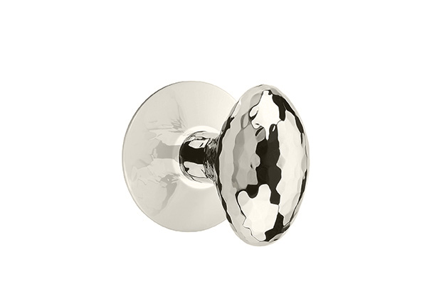 Emtek 5057HEUS26 Dummy, Pair. Modern Rosette. Hammered Egg Knob. Polished Chrome