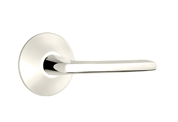 Emtek 5057HLOUS14 Dummy, Pair. Modern Rosette. Helios Lever. Polished Nickel-Lifetime