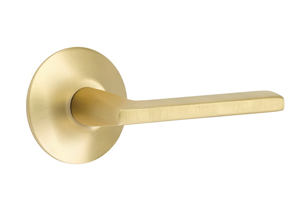 Emtek 5057HLOUS4 Dummy, Pair. Modern Rosette. Helios Lever. Satin Brass