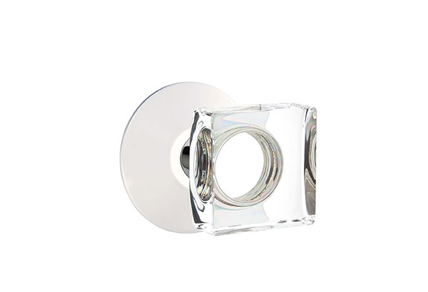 Emtek 5057MSCUS26 Dummy, Pair. Modern Rosette. Modern Square Knob. Polished Chrome