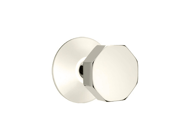 Emtek 5057OCTUS14 Dummy, Pair. Modern Rosette. Octagon Knob. Polished Nickel-Lifetime