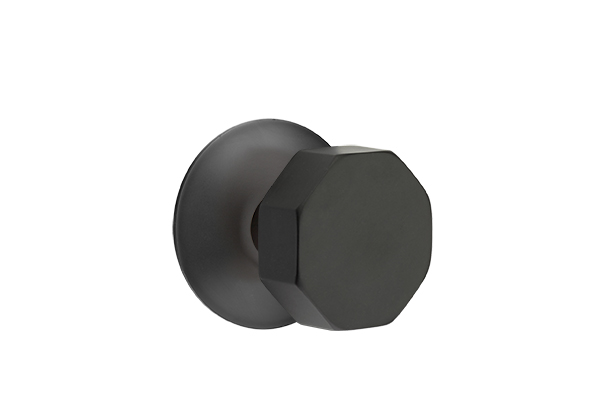 Emtek 5057OCTUS19 Dummy, Pair. Modern Rosette. Octagon Knob. Flat Black