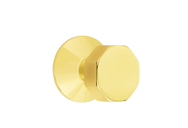 Emtek 5057OCTUS3NL Dummy, Pair. Modern Rosette. Octagon Knob. Unlacquered Brass