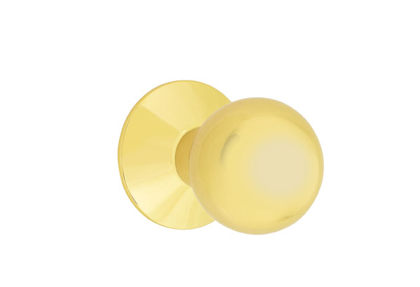 Emtek 5057ORBUS3NL Dummy, Pair. Modern Rosette. Orb Knob. Unlacquered Brass