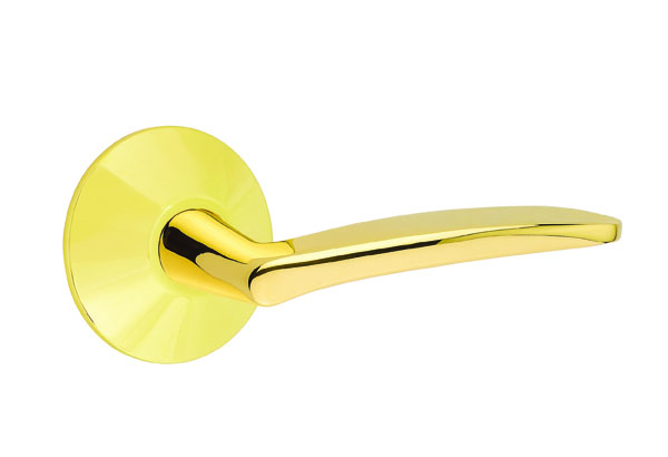 Emtek 5057POSUS3NL Dummy, Pair. Modern Rosette. Poseidon Lever. Unlacquered Brass