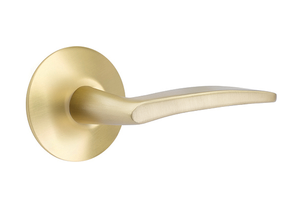 Emtek 5057POSUS4 Dummy, Pair. Modern Rosette. Poseidon Lever. Satin Brass