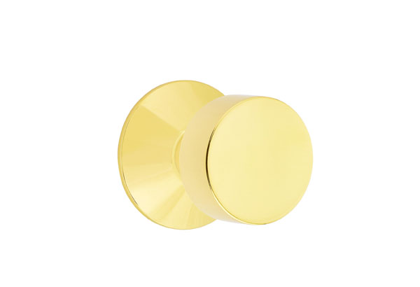 Emtek 5057ROUUS3NL Dummy, Pair. Modern Rosette. Round Knob. Unlacquered Brass