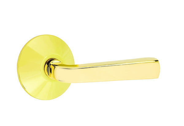 Emtek 5057SIOUS3NL Dummy, Pair. Modern Rosette. Sion Lever . Unlacquered Brass