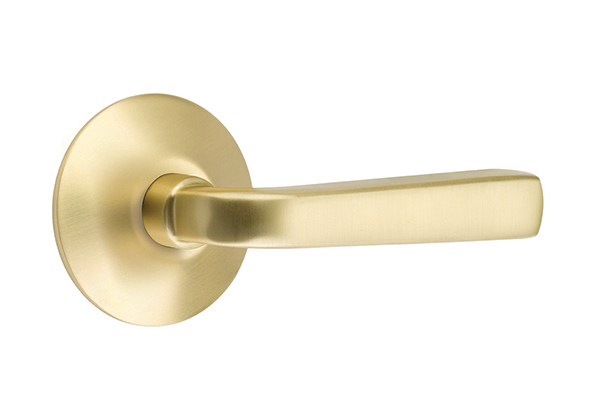 Emtek 5057SIOUS4 Dummy, Pair. Modern Rosette. Sion Lever . Satin Brass