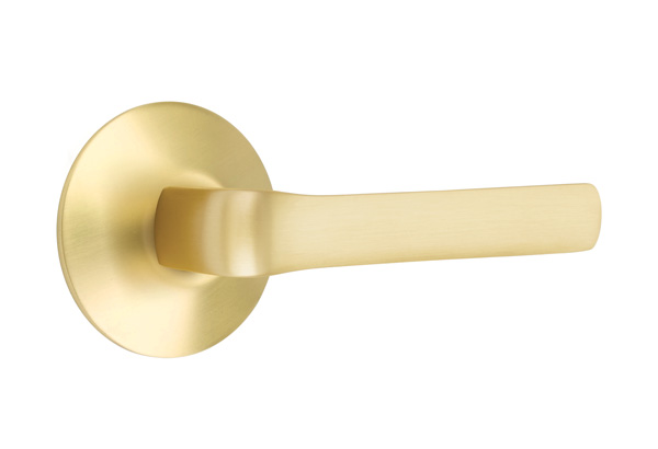 Emtek 5057SPNUS4 Dummy, Pair. Modern Rosette. Spencer Lever. Satin Brass