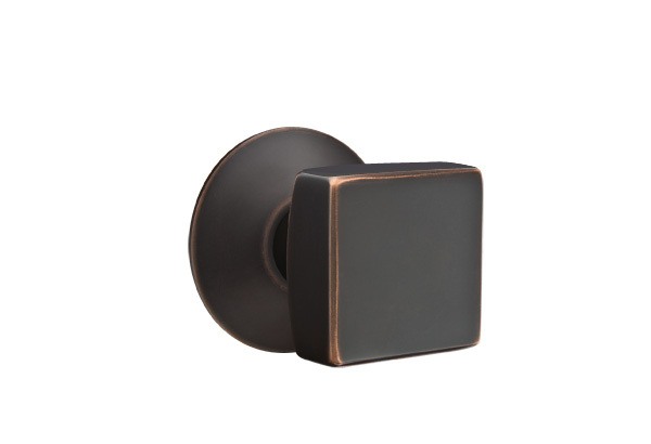 Emtek 5057SQUUS10B Dummy, Pair. Modern Rosette. Square Knob. Oil Rubbed Bronze