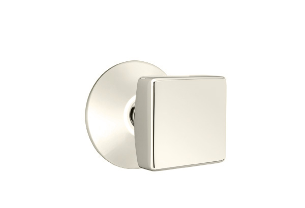 Emtek 5057SQUUS14 Dummy, Pair. Modern Rosette. Square Knob. Polished Nickel-Lifetime