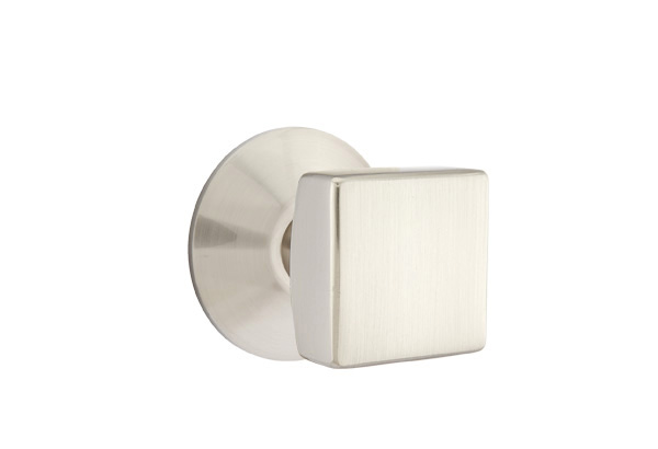 Emtek 5057SQUUS15 Dummy, Pair. Modern Rosette. Square Knob. Satin Nickel