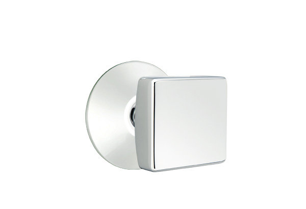 Emtek 5057SQUUS26 Dummy, Pair. Modern Rosette. Square Knob. Polished Chrome