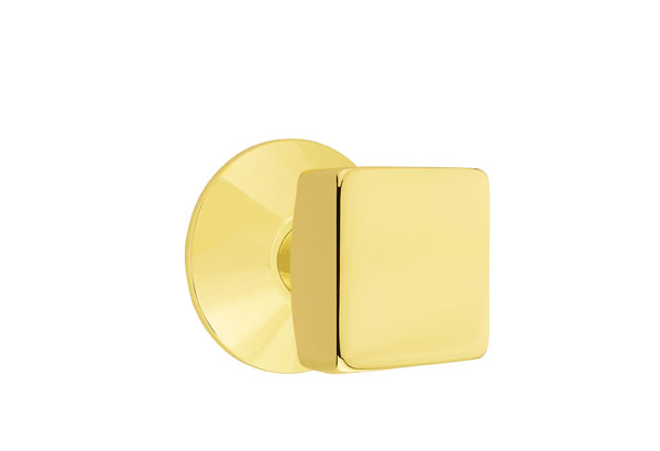 Emtek 5057SQUUS3NL Dummy, Pair. Modern Rosette. Square Knob. Unlacquered Brass