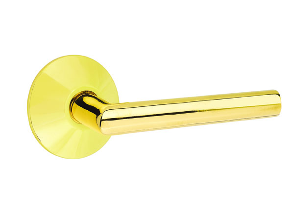 Emtek 5057STUUS3NL Dummy, Pair. Modern Rosette. Stuttgart Lever. Unlacquered Brass