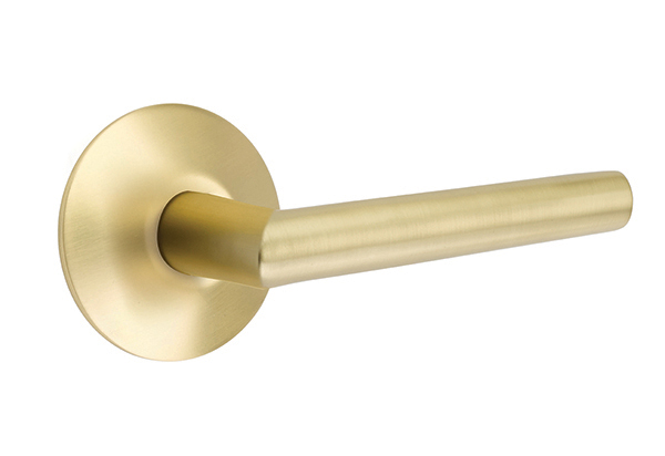 Emtek 5057STUUS4 Dummy, Pair. Modern Rosette. Stuttgart Lever. Satin Brass