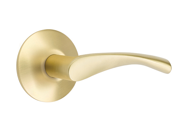 Emtek 5057TRTUS4 Dummy, Pair. Modern Rosette. Triton Lever. Satin Brass