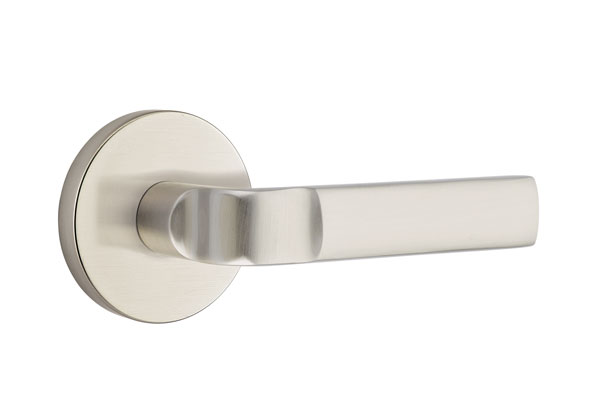 Emtek 5059ASTUS15 Dummy, Pair. Disk Rosette. Aston Lever. Satin Nickel