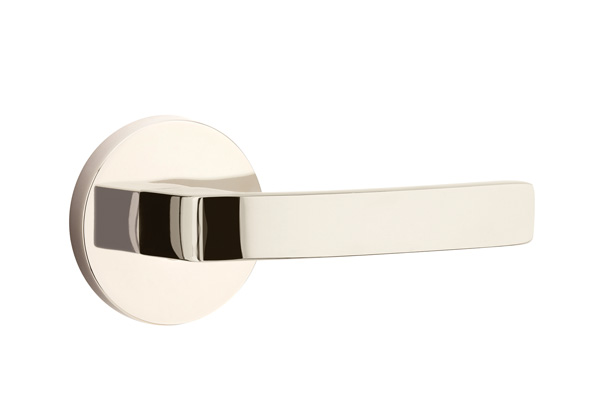 Emtek 5059BRLUS14 Dummy, Pair. Disk Rosette. Breslin Lever. Polished Nickel-Lifetime