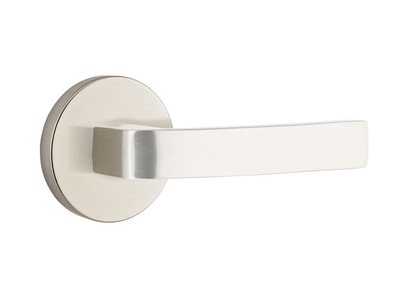 Emtek 5059BRLUS15 Dummy, Pair. Disk Rosette. Breslin Lever. Satin Nickel