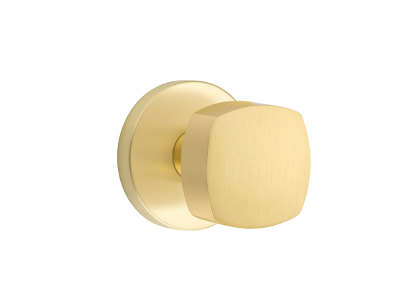 Emtek 5059FRKUS4 Dummy, Pair. Disk Rosette. Freestone Knob. Satin Brass