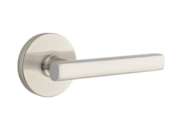 Emtek 5059FRLUS15 Dummy, Pair. Disk Rosette. Freestone Lever. Satin Nickel