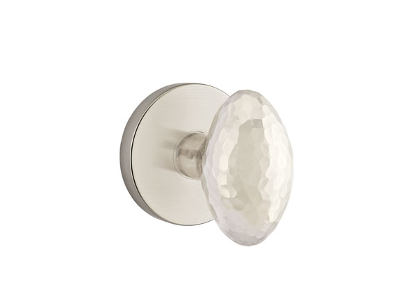 Emtek 5059HEUS15 Dummy, Pair. Disk Rosette. Hammered Egg Knob. Satin Nickel