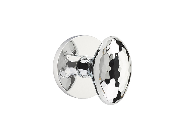 Emtek 5059HEUS26 Dummy, Pair. Disk Rosette. Hammered Egg Knob. Polished Chrome