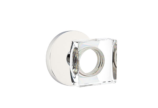 Emtek 5059MSCUS26 Dummy, Pair. Disk Rosette. Modern Square Knob. Polished Chrome