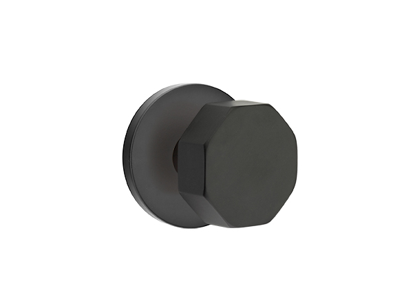 Emtek 5059OCTUS19 Dummy, Pair. Disk Rosette. Octagon Knob. Flat Black