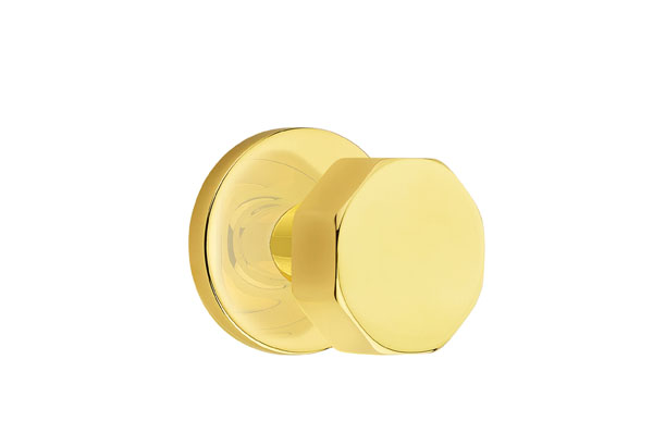 Emtek 5059OCTUS3NL Dummy, Pair. Disk Rosette. Octagon Knob. Unlacquered Brass