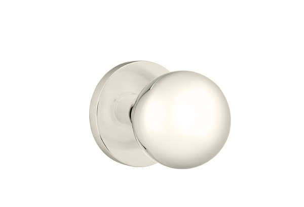 Emtek 5059ORBUS14 Dummy, Pair. Disk Rosette. Orb Knob. Polished Nickel-Lifetime