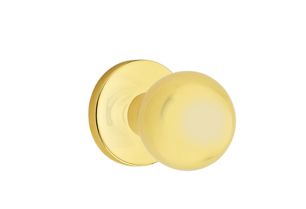 Emtek 5059ORBUS3NL Dummy, Pair. Disk Rosette. Orb Knob. Unlacquered Brass