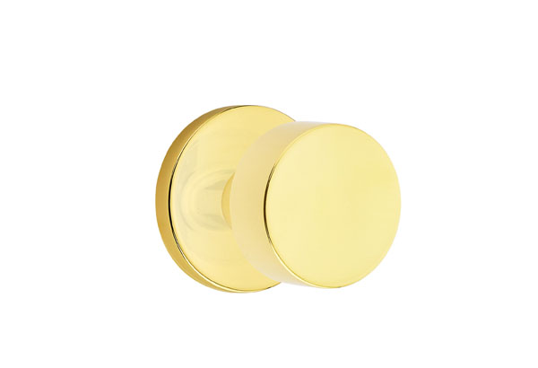 Emtek 5059ROUUS3NL Dummy, Pair. Disk Rosette. Round Knob. Unlacquered Brass