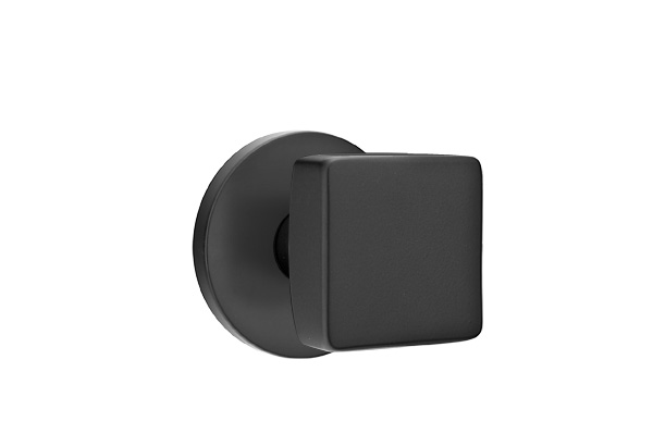 Emtek 5059SQUUS19 Dummy, Pair. Disk Rosette. Square Knob. Flat Black