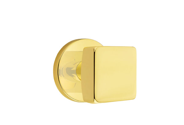 Emtek 5059SQUUS3NL Dummy, Pair. Disk Rosette. Square Knob. Unlacquered Brass