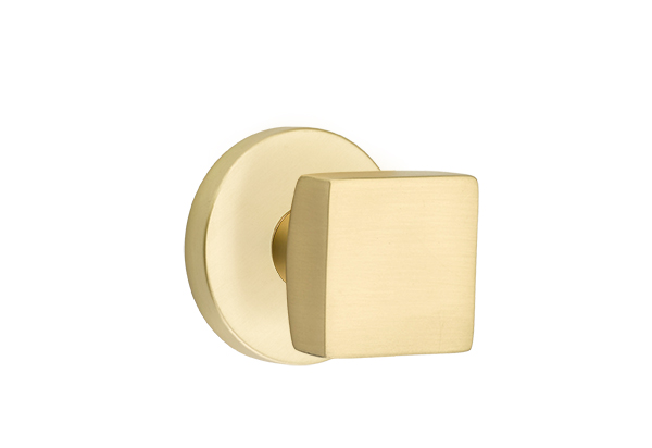 Emtek 5059SQUUS4 Dummy, Pair. Disk Rosette. Square Knob. Satin Brass