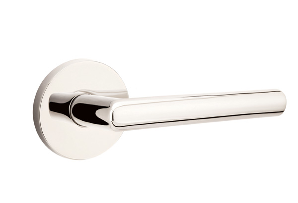 Emtek 5059STUUS14 Dummy, Pair. Disk Rosette. Stuttgart Lever. Polished Nickel-Lifetime