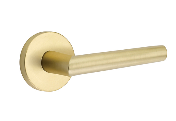 Emtek 5059STUUS4 Dummy, Pair. Disk Rosette. Stuttgart Lever. Satin Brass