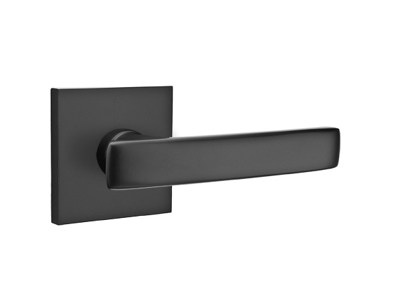 Emtek 5050GVUS19 Dummy, Pair. Square Rosette. Geneva Lever. Flat Black