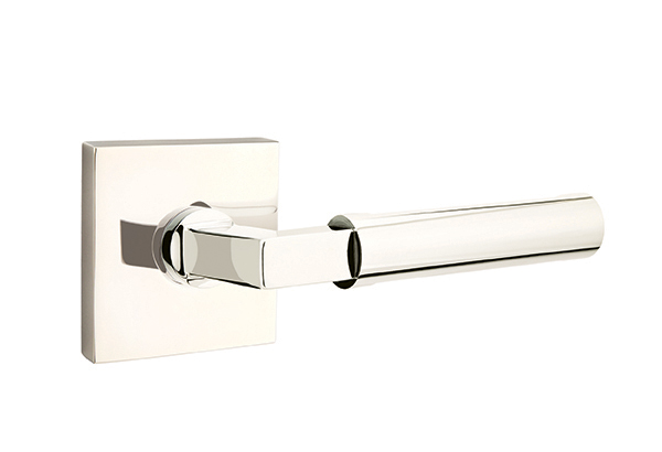 Emtek 5050HECUS14 Dummy, Pair. Square Rosette. Hercules Lever. Polished Nickel-Lifetime