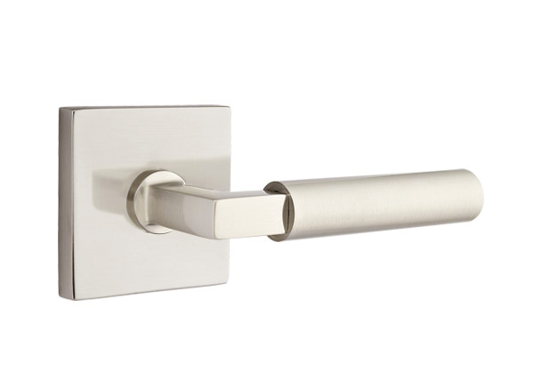 Emtek 5050HECUS15 Dummy, Pair. Square Rosette. Hercules Lever. Satin Nickel