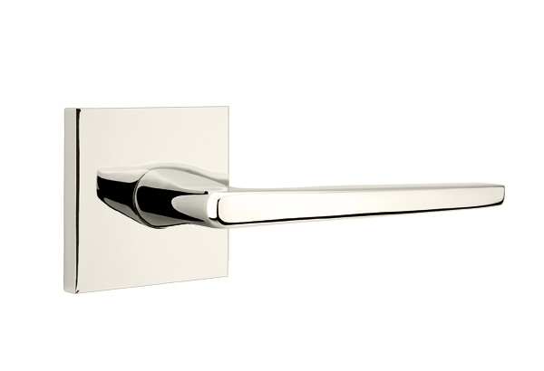 Emtek 5050HERUS14 Dummy, Pair. Square Rosette. Hermes Lever. Polished Nickel-Lifetime